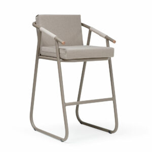 Banqueta Jumbo - Estilo e Versatilidade com Estrutura de Alumínio, Corda Náutica e Detalhe em Madeira Cumarú nos Braços